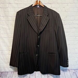 Gianfranco Ferre Mens Three Button Blazer Jacket Brown Size 42R pinstripes